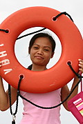 Woman and Life Preserver