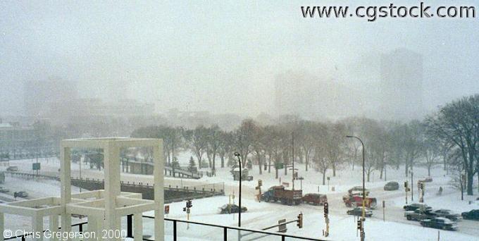 Photo of Minneapolis Skyline During a Snowstorm(150)