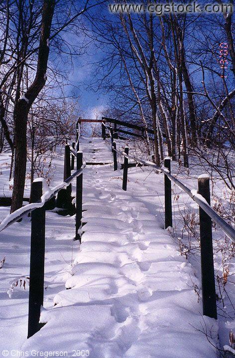 Photo of Footprints in the Snow on Hidden Stairs(156)