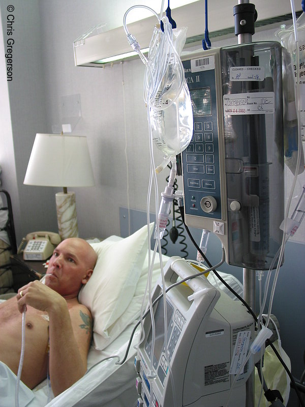 Photo of Marc in the Hospital and IV Stand(1809)