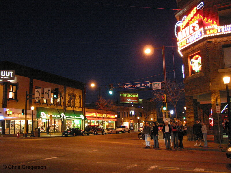 Photo of Hennepin Avenue at Lake Street (Night)(1865)