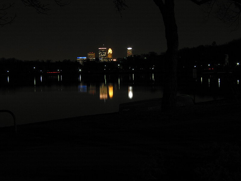 Photo of Skyline from Lake Harriet (Night)(1869)