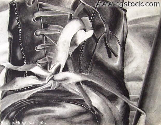 Photo of Charcoal Drawing of Patent Leather Shoe(1928)