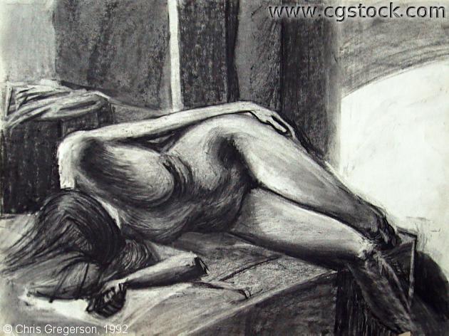 Photo of Charcoal Drawing of Female Figure(1931)