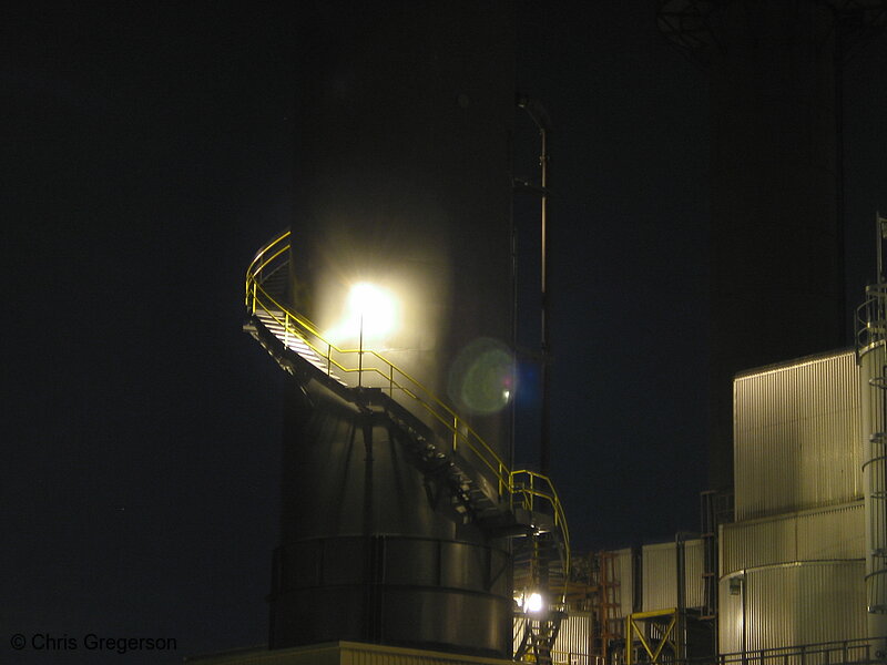 Photo of Steam Plant Smokestack at Night(1962)