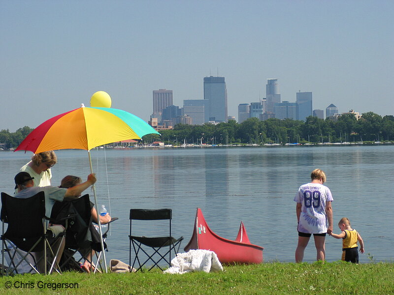 Photo of Skyline from Lake Calhoun During Aquatennial(2191)