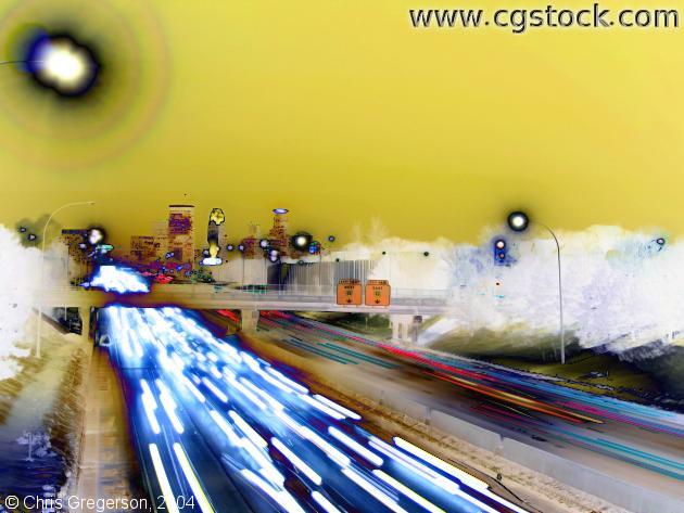 Photo of Surreal Freeway Traffic and Skyline(3090)