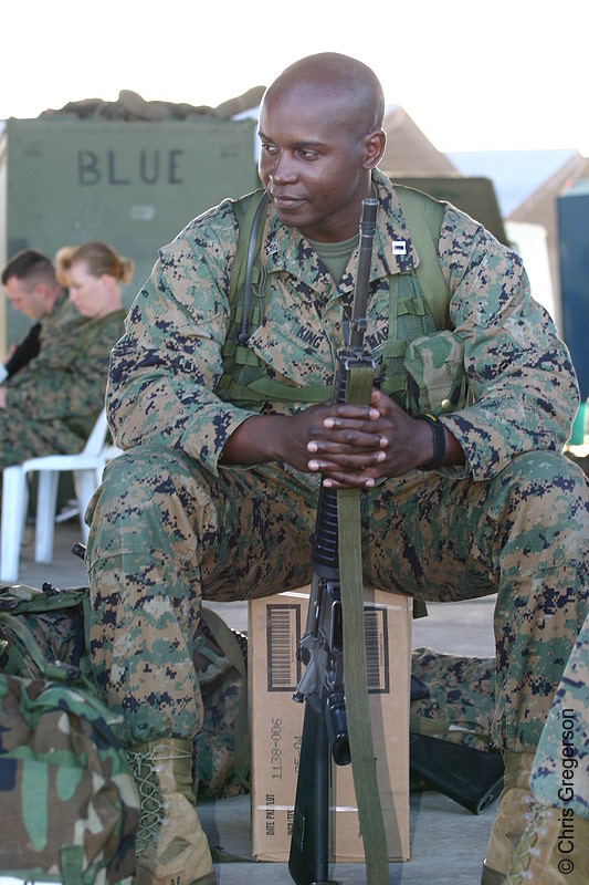 Photo of US Marine Waiting in a Hangar, The Philippines(4258)