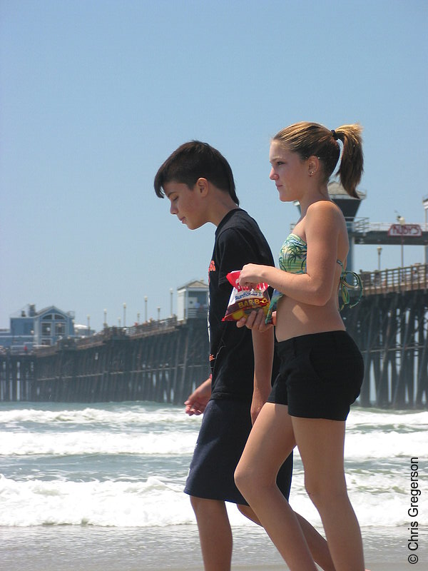 Photo of Kids Walking Together on a Beach(4288)