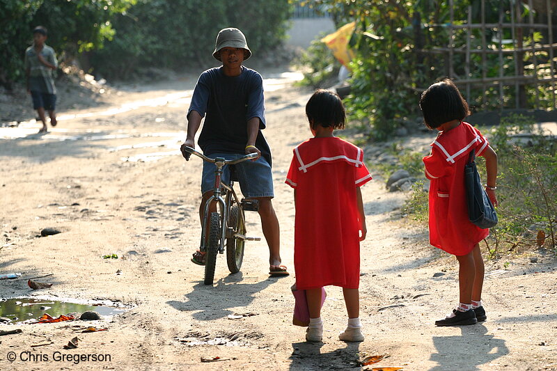 Photo of School Girls on Dirt Road, the Philippines(5001)