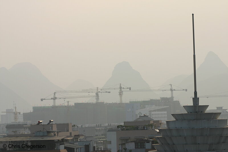 Photo of Construction and Mountains in Guilin, China(5108)