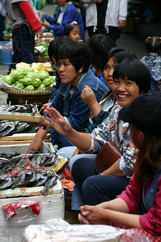 Photo of A Row of Vendors Selling Fresh Tilapia and Sayote in Baguio Public Market
(5777)