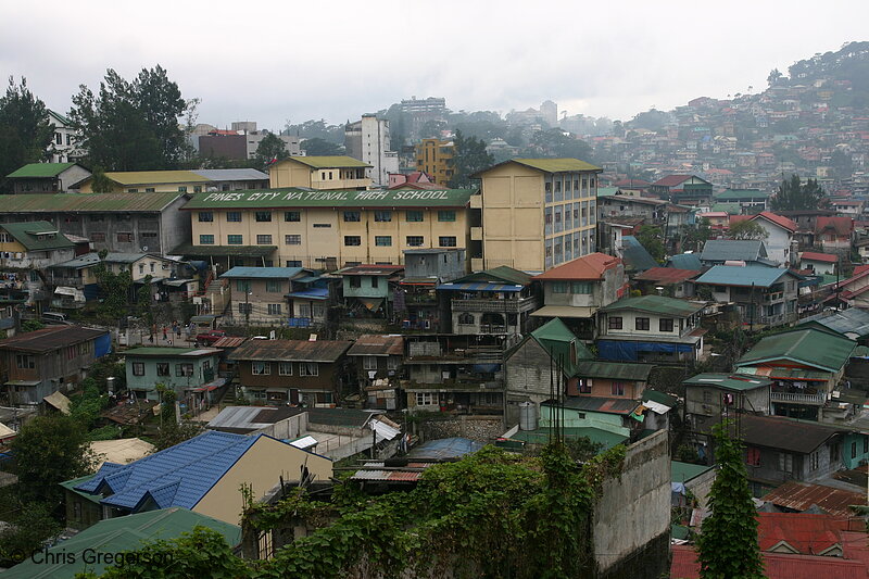 Photo of Pines City National High School and Houses at the Lowlands of Baguio City(5797)