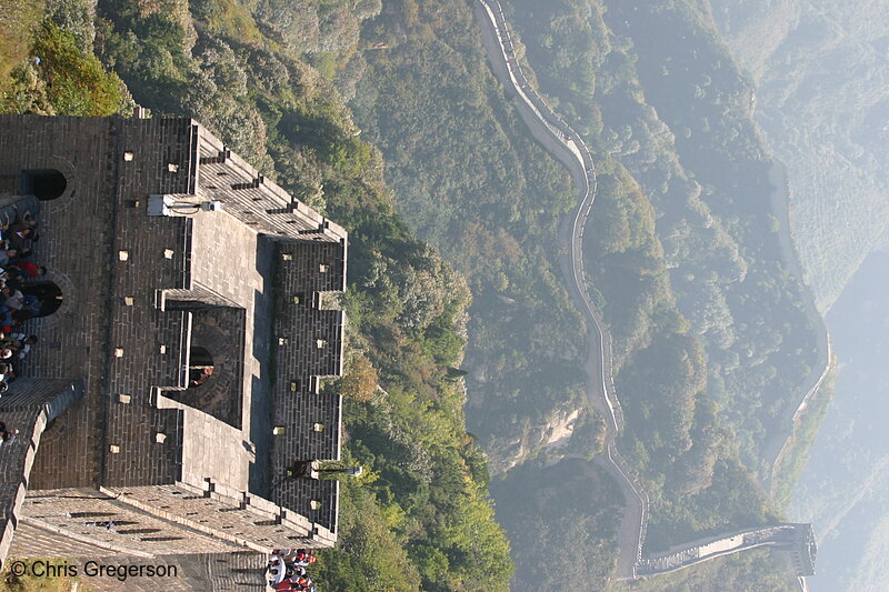 Photo of A Watchtower and the Great Wall of China Winding Across the Hills(5870)