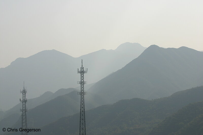 Photo of Mountains and Antennas at Dusk in China(5896)