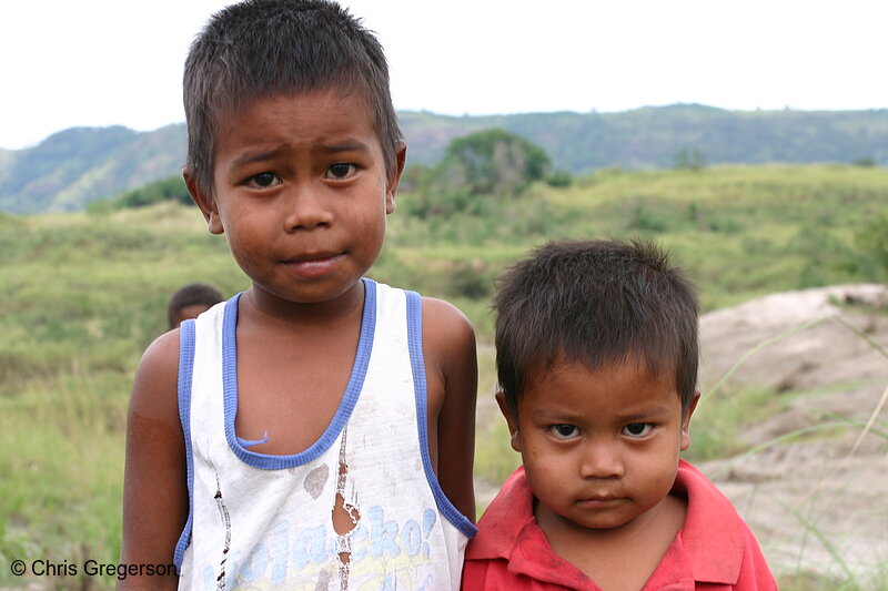 Photo of Two Young Filipino Boys Posing at the Aeta Village(6026)