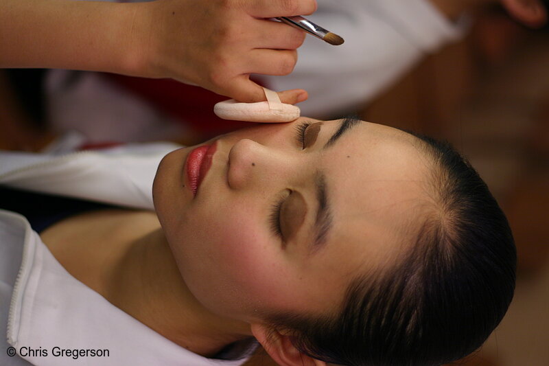 Photo of Chinese Dancer Getting Make-Up Applied Backstage(6338)