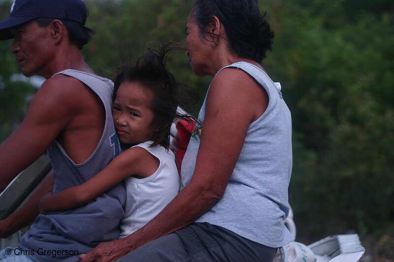 Photo of Young Girl Riding on the Family Motorcycle, the Philippines(6471)