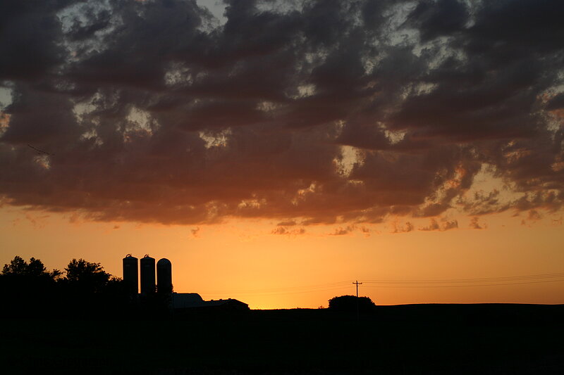 Photo of Sunset with Farm Silos in Silhouette(6815)