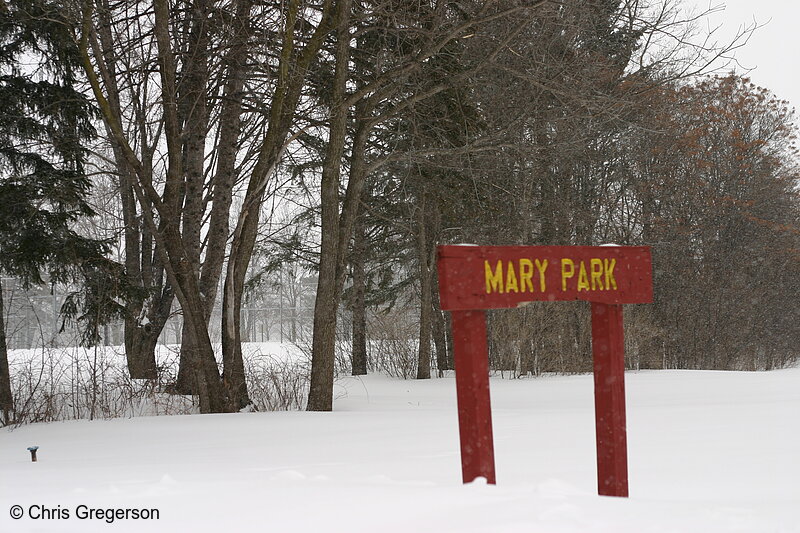 Photo of Mary Park Sign in Winter(6848)