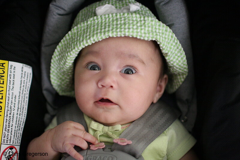 Photo of Baby Girl in Car Seat with Shocked Look(7020)