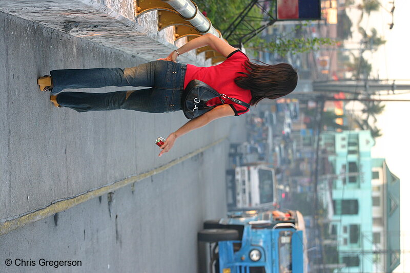 Photo of Filipina Crossing the Abacan Bridge, Angeles City(7186)