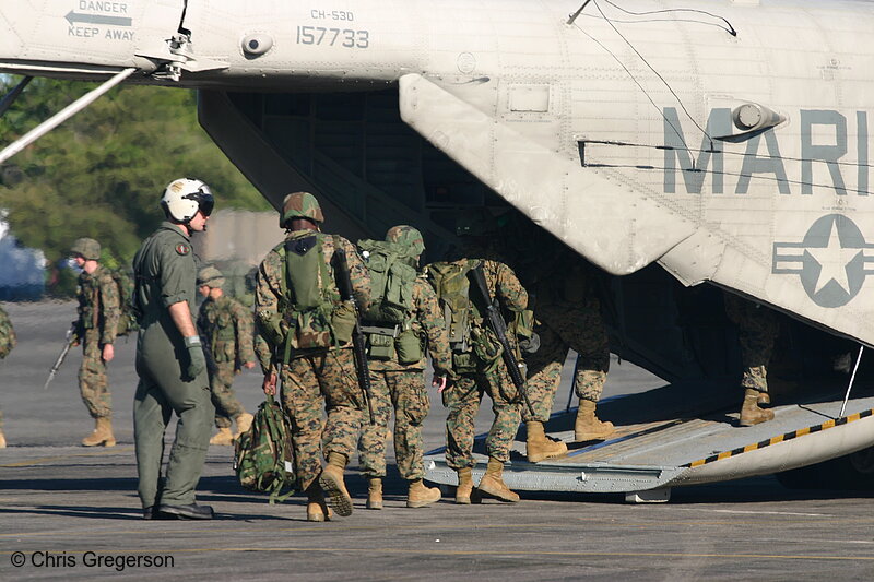 Photo of US Marines Boarding a Sea Stallion Helicopter at Clark Air Base(7542)