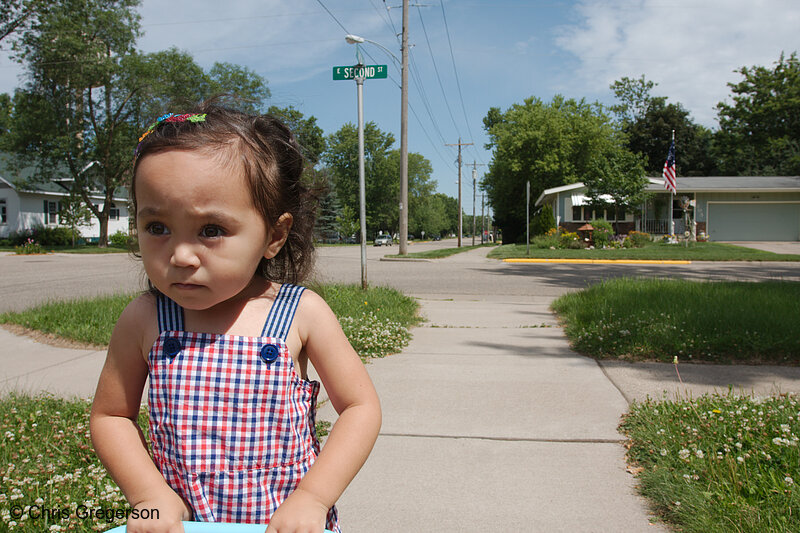 Photo of Athena Walking to the Center on Green Avenue(7785)