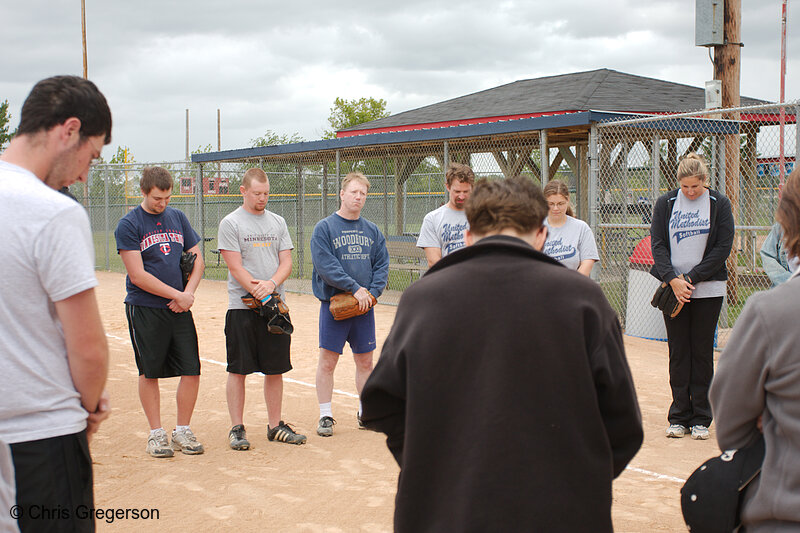 Photo of Short Prayer Before Softball Game, Hatfield Park(7846)