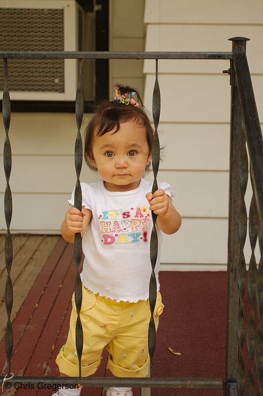 Photo of Athena Looking Through Railing(7913)