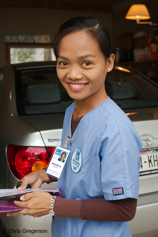 Photo of Arlene Going to Nursing School Clinical (7960)