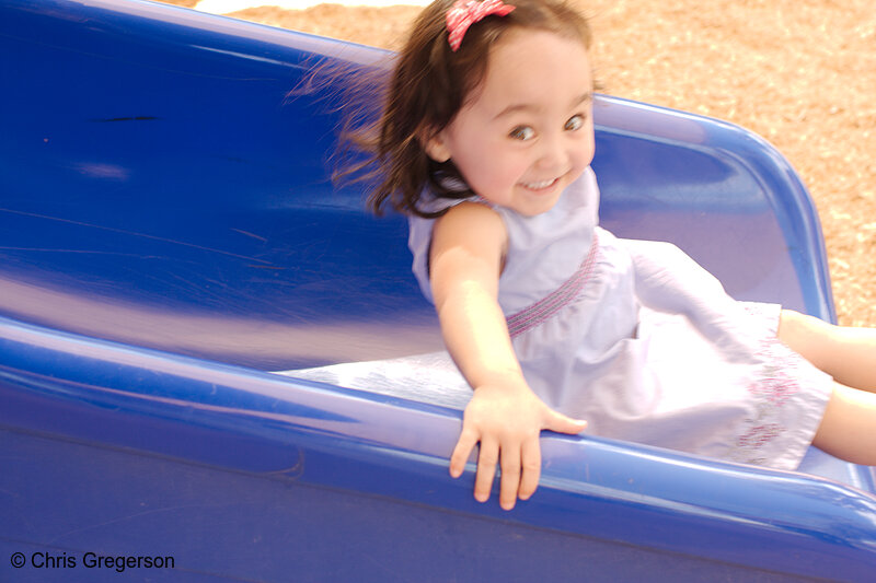 Photo of Athena Going Down a Slide(8200)